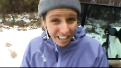 Зимний минет на улице